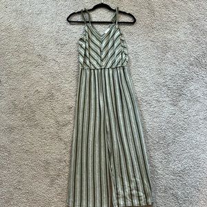 Green and White Striped Jumpsuit
